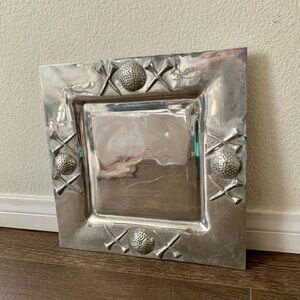Simply Pewter Metal Serving Tray In Golf Motif 12/12”